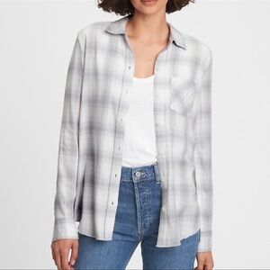 GAP NWT Twill Grey Plaid Shirt Women’s Size XXL